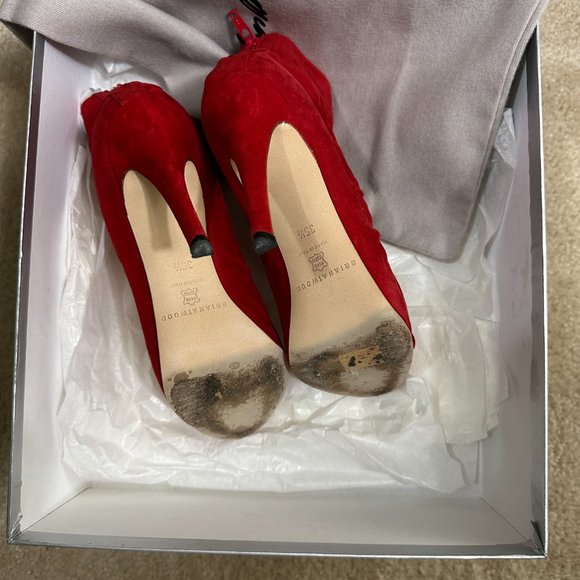 Brian Atwood suede leather boots with hidden platform - Picture 7 of 8